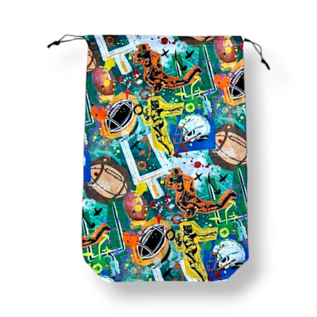 Graffiti Football Camp Mesh Laundry Bag for dirty clothes – summer camp essential, breathable mesh, Bee Bee Designs.