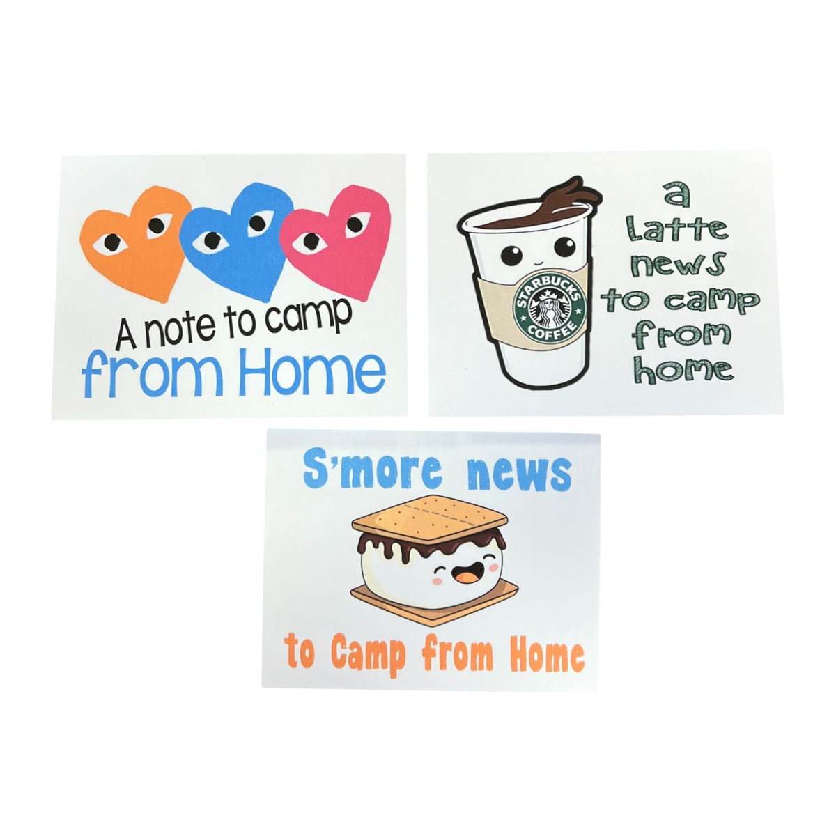 A Latte News Mom Notecards (PP-61) – letters TO camp notecards (6 cards, 3 designs) for sleepaway/overnight camp by Bee Bee Designs