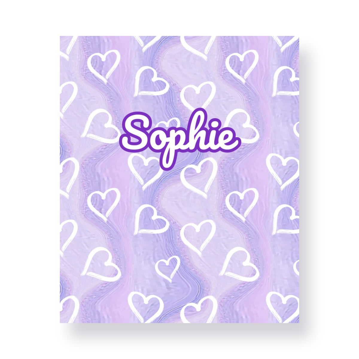 Lilac Painted Hearts Fuzzy Camp Blanket personalized with a name