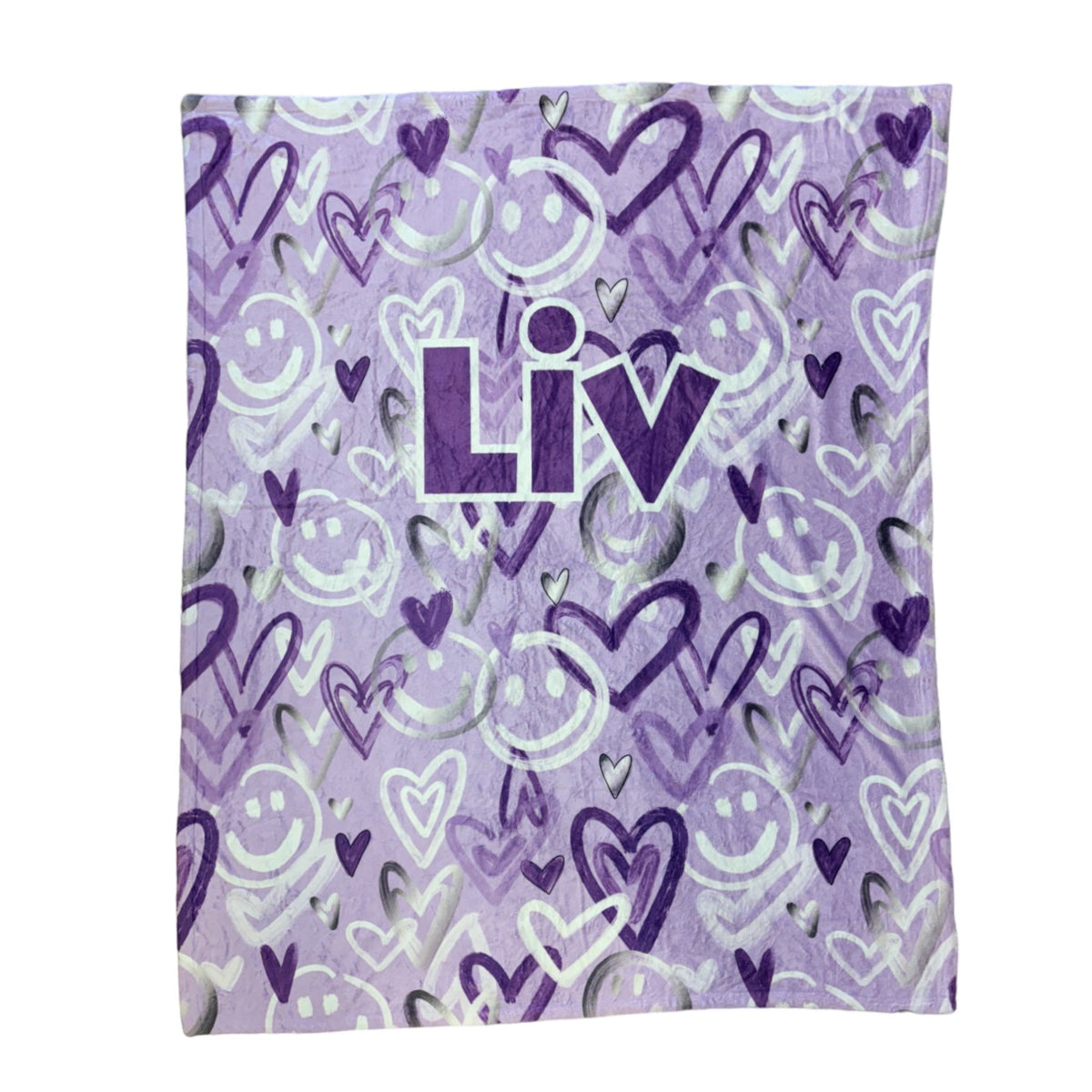 Graffiti Love Smiles Fuzzy Camp Fuzzy Blanket – Soft, Washable Camp Bedding