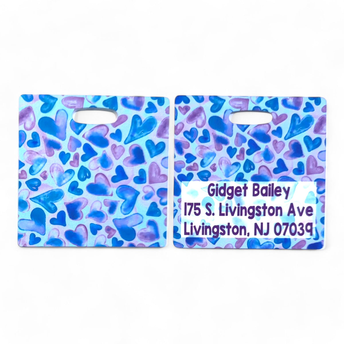 Watercolor Hearts Luggage Tag – Bee Bee Designs Exclusive camp luggage tag 💖