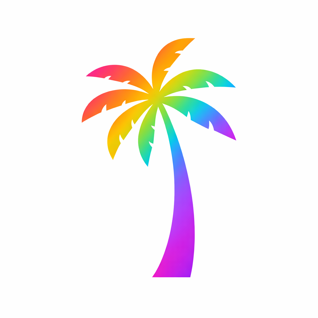 Bee Bee in Boca Camp Appointment rainbow ombre palm tree icon on white