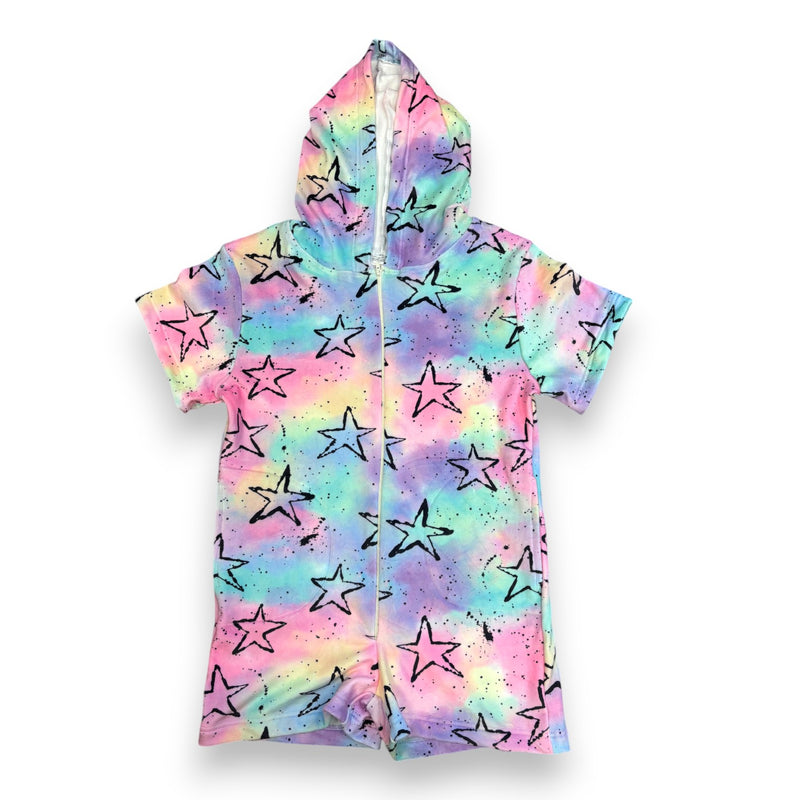 Pastel Splatter Star Fuzzy Romper