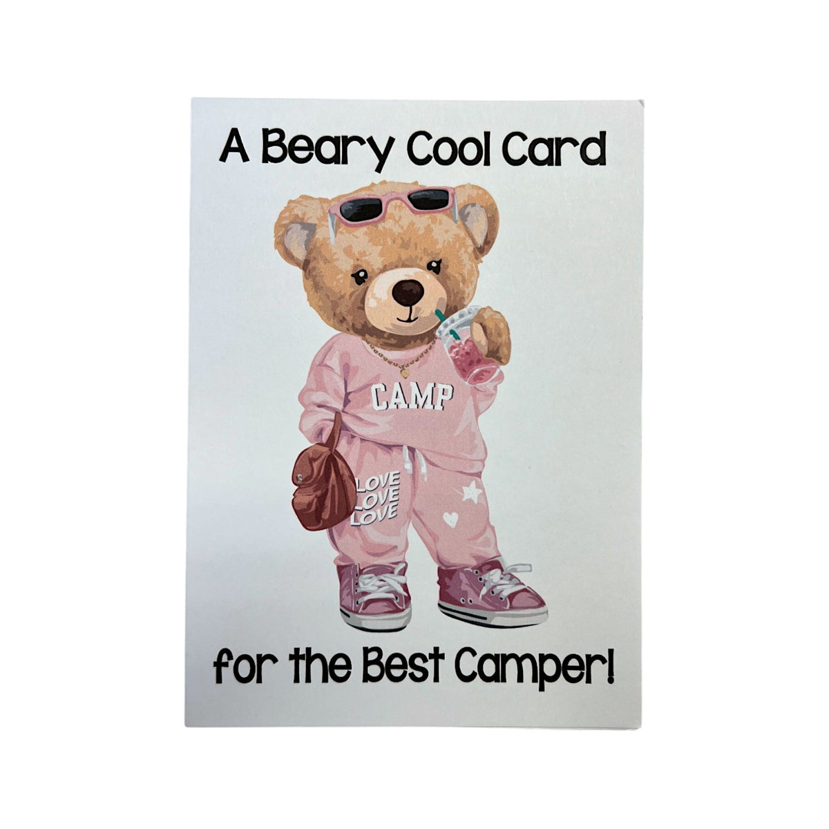 Pink Drink Bear Card - Bee Bee Designs