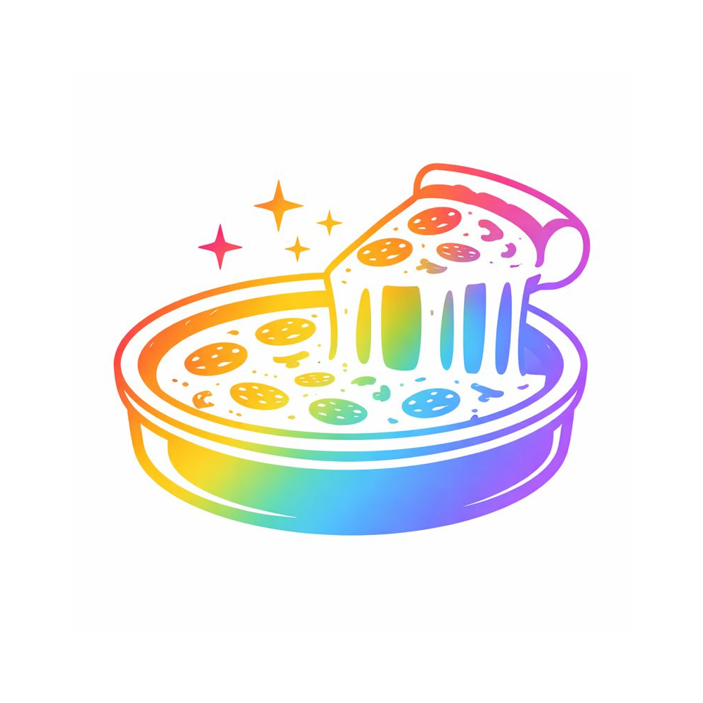 Rainbow gradient deep dish pizza icon for the Chicago Area Camp Appointment