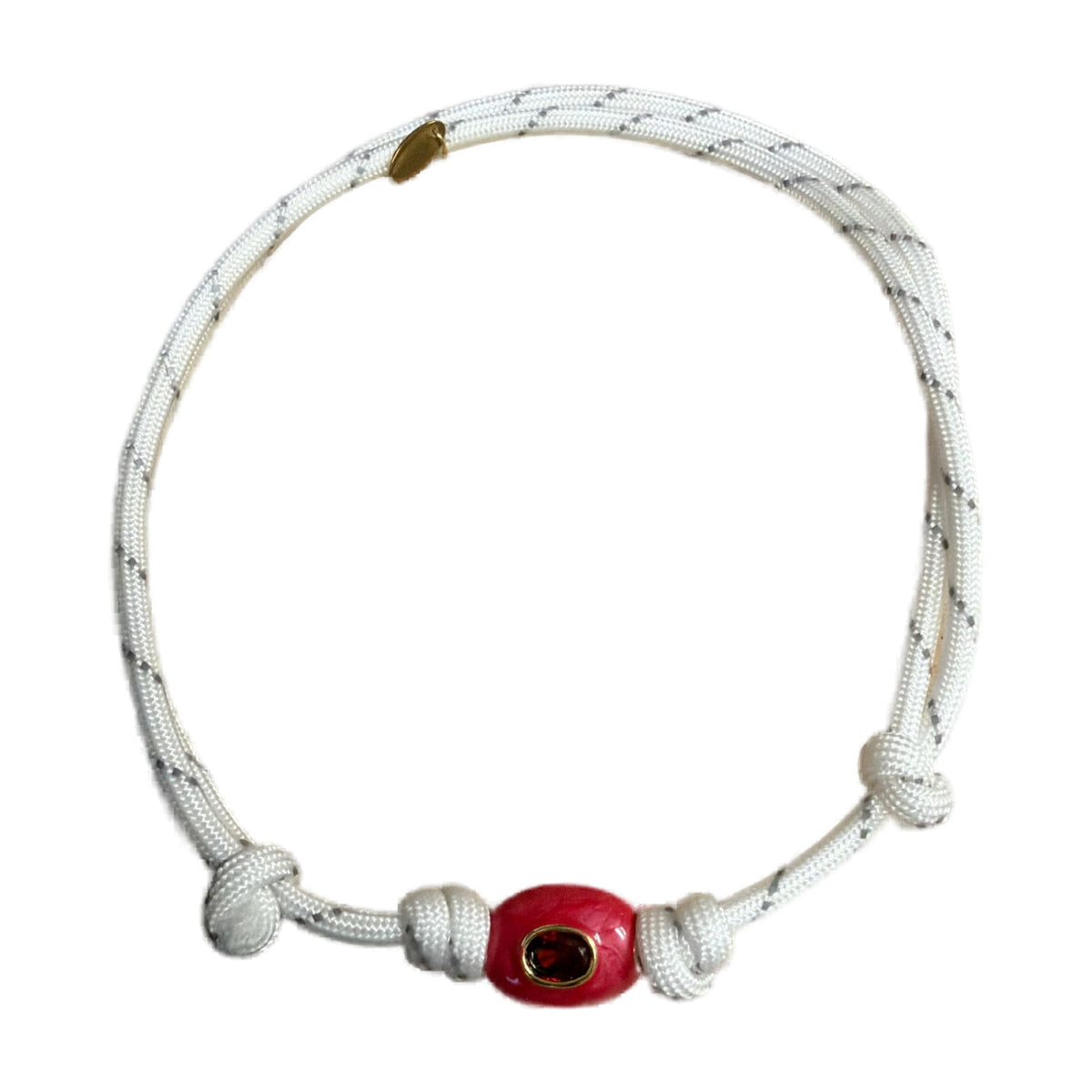 Little Gem Slider Necklace in red and white with a red gem pendant