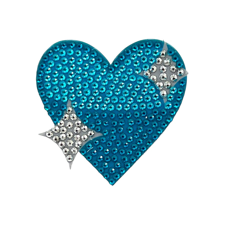 Blue Sparkling Heart StickerBean – collectible StickerBean for trading + decorating at sleepaway or overnight camp by Bee Bee Designs