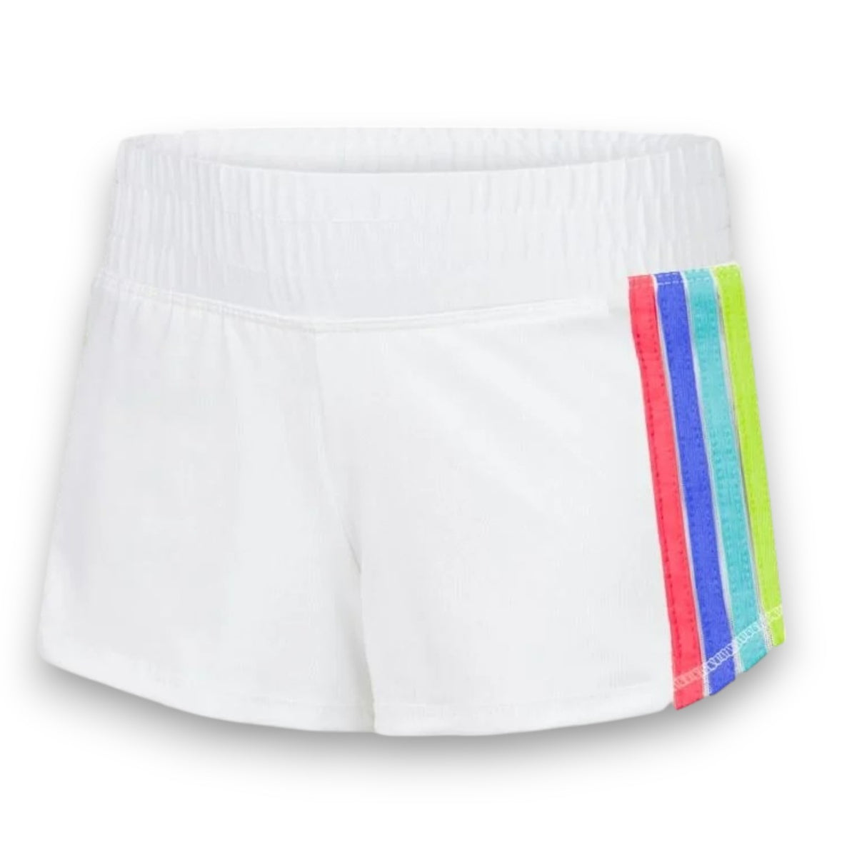 White Running Short w/ 4 Stripes - Bee Bee Designs