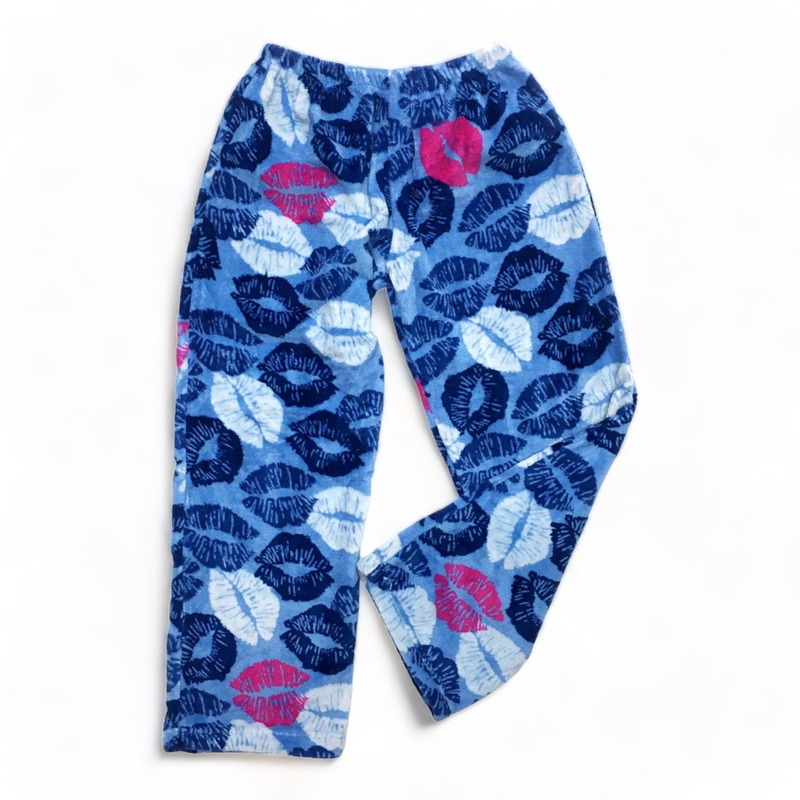 Blue Camo Lips Fuzzy Pants