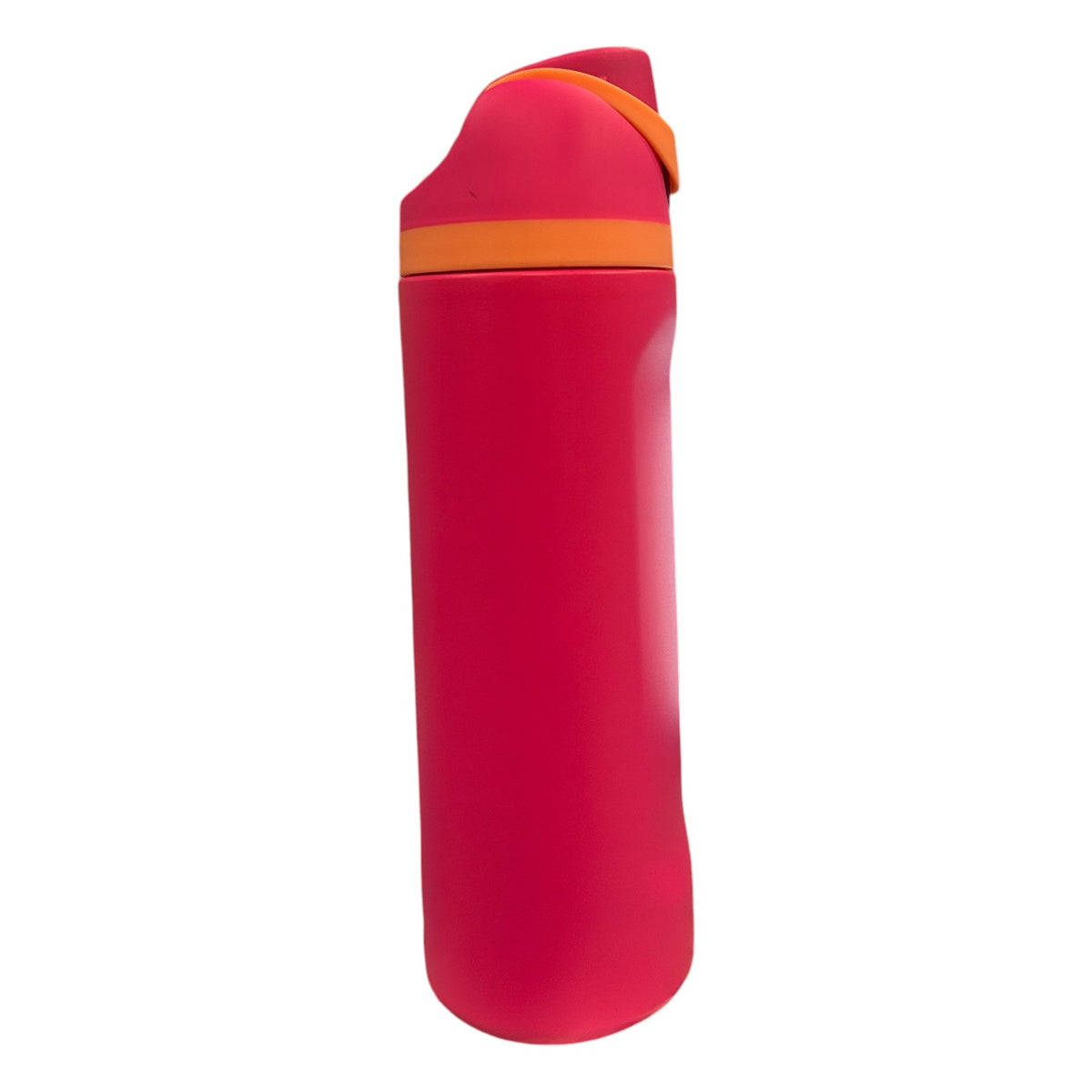 Red Stainless Steel Free Sip Water Bottle with orange and maroon color-blocked lid and flip spout