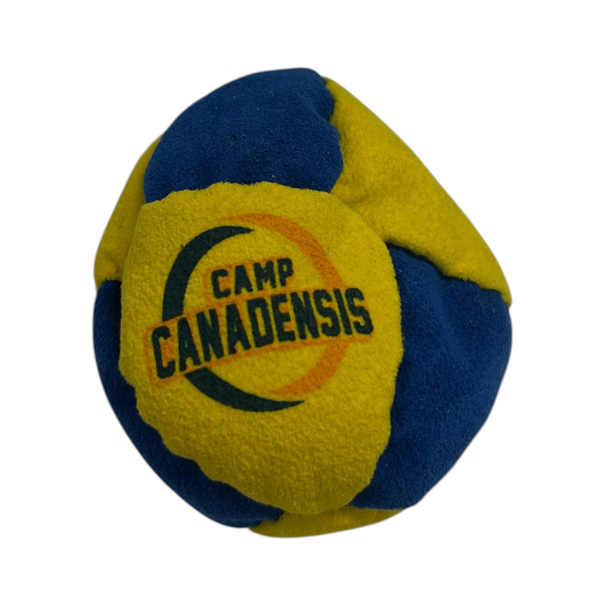 Camp Hacky Sack in blue and yellow with Camp Canadensis logo