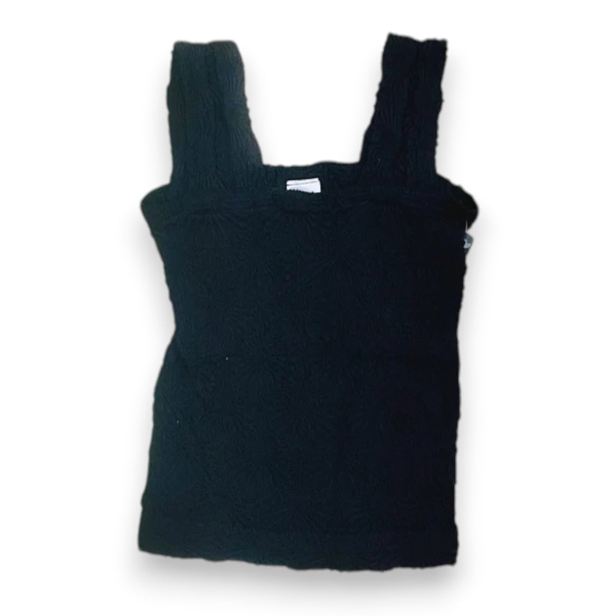 Black Smocking Lace Square Tank