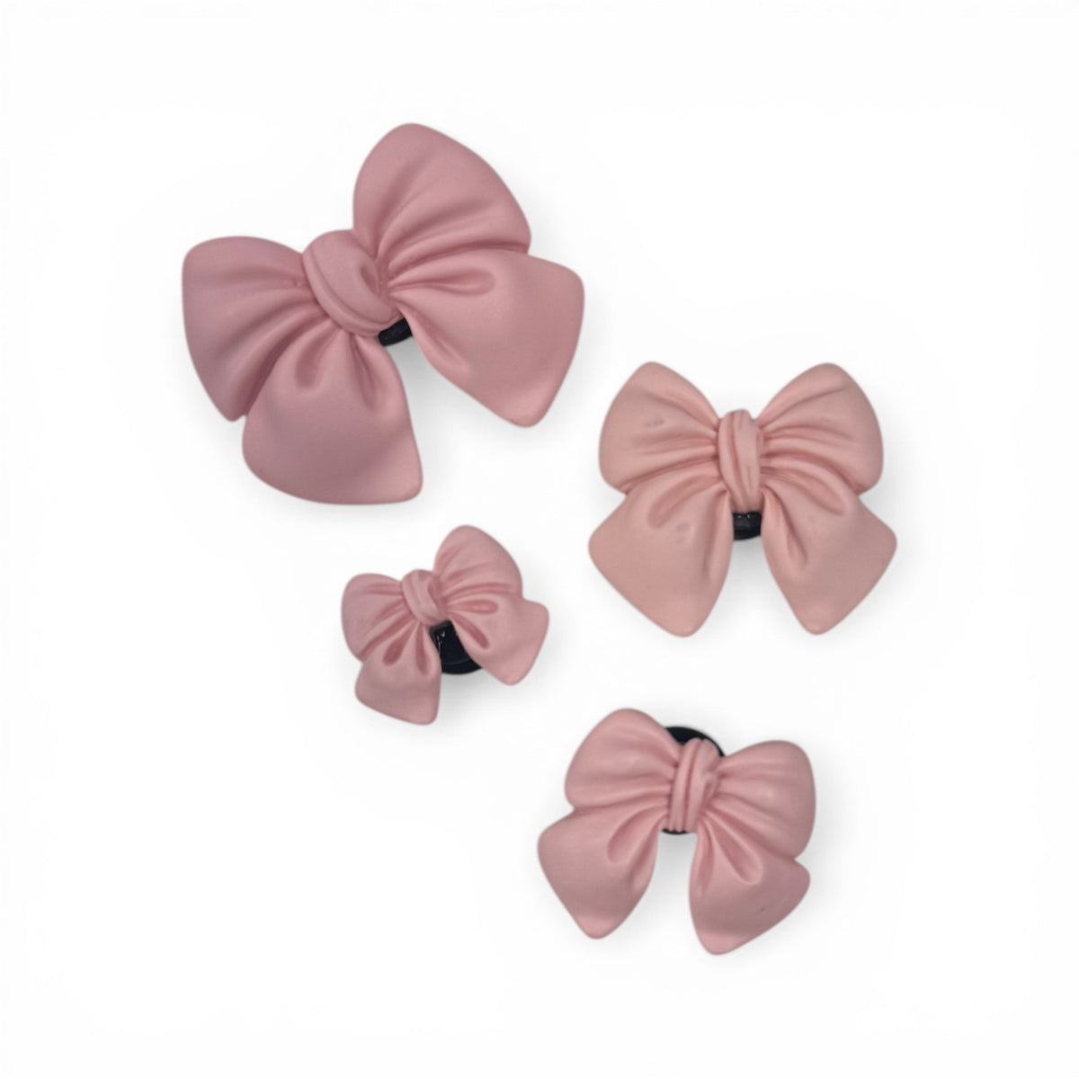 Pink Bows Shoe Charm set of four pink satin bows in different sizes