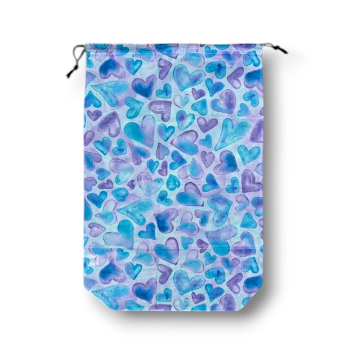 Watercolor Hearts Camp Mesh Laundry Bag for dirty clothes – summer camp essential, breathable mesh, Bee Bee Designs.