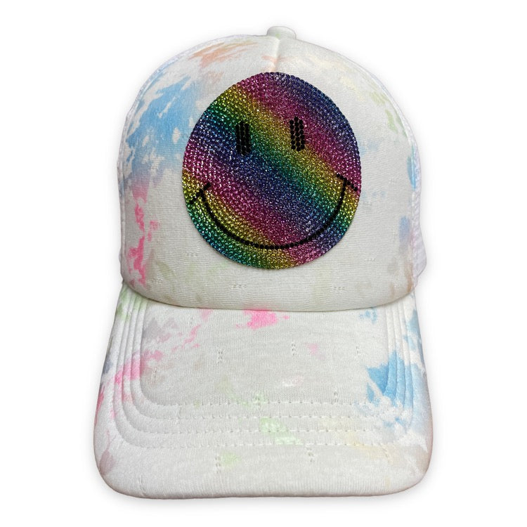 Neon Tie Dye Smiley Hat