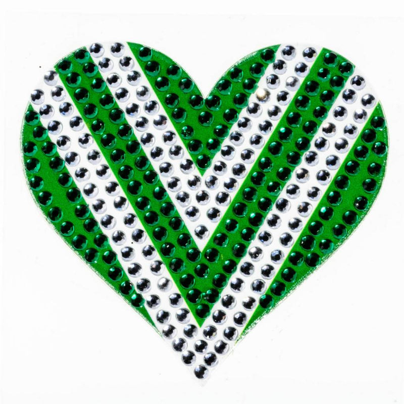 Green/White Heart StickerBean