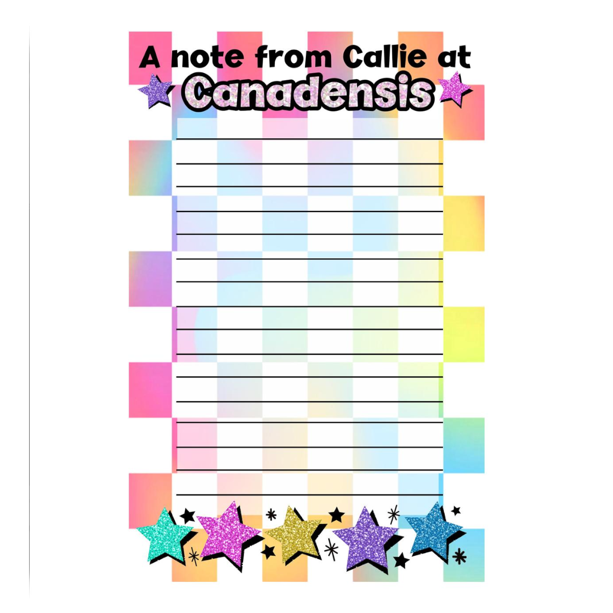 Checkered Stars Lined Notecards Camp Notecards – letters FROM camp notecards (8 cards + 8 envelopes) for sleepaway/overnight camp by Bee Bee Designs