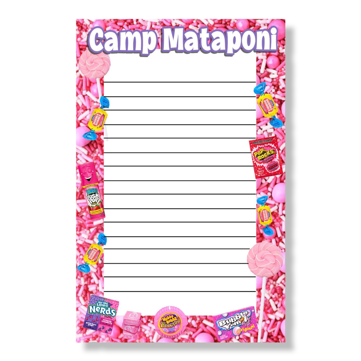 Sugar Rush Lined Notecards Camp Notecards – letters FROM camp notecards (8 cards + 8 envelopes) for sleepaway/overnight camp by Bee Bee Designs