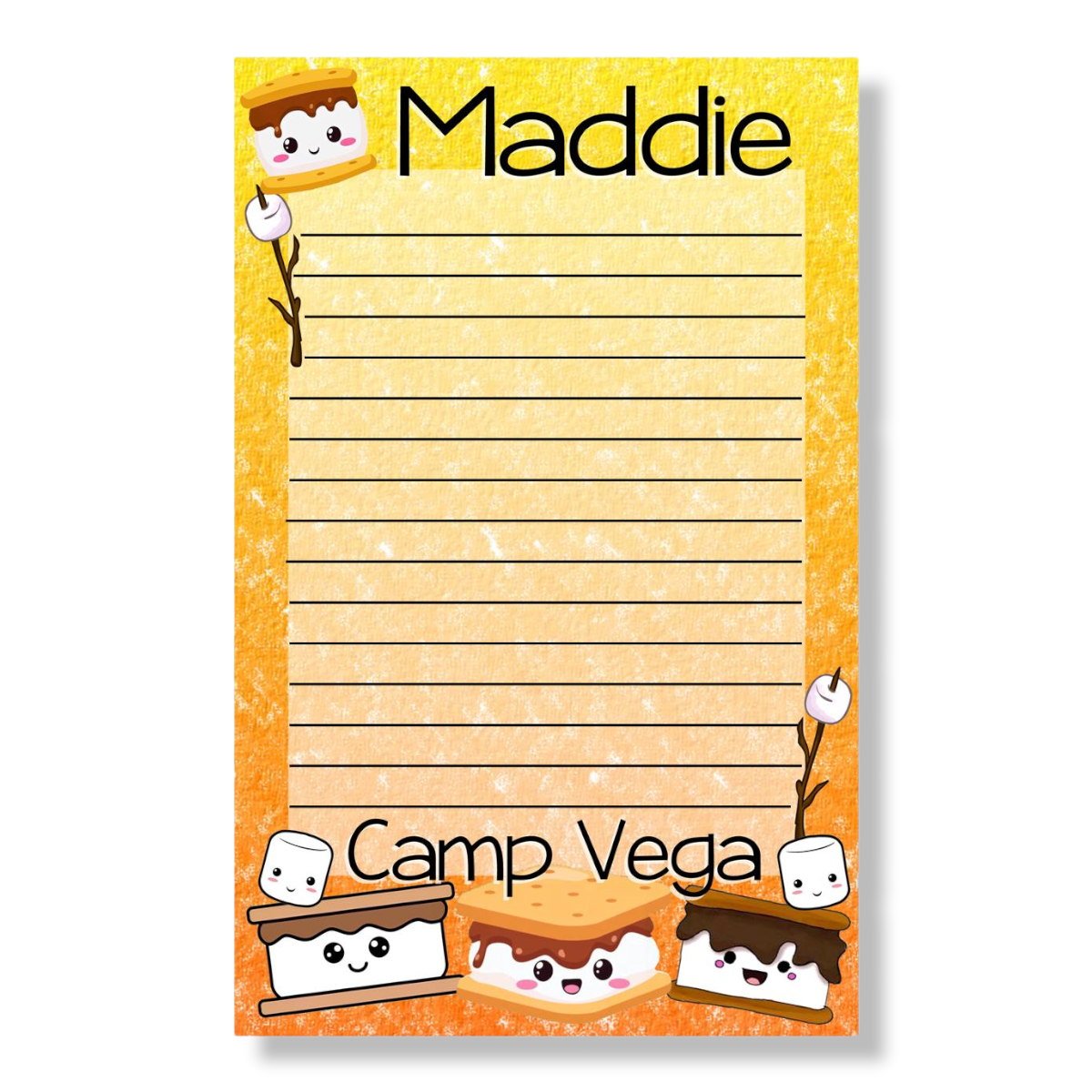 S'mores Lined Notecards Camp Notecards – letters FROM camp notecards (8 cards + 8 envelopes) for sleepaway/overnight camp by Bee Bee Designs