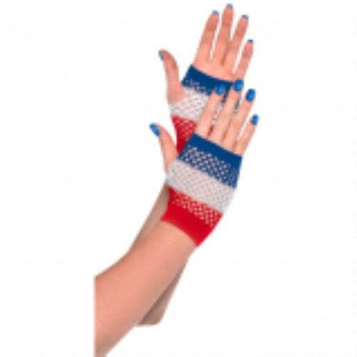 Red, White and Blue Fishnet Gloves