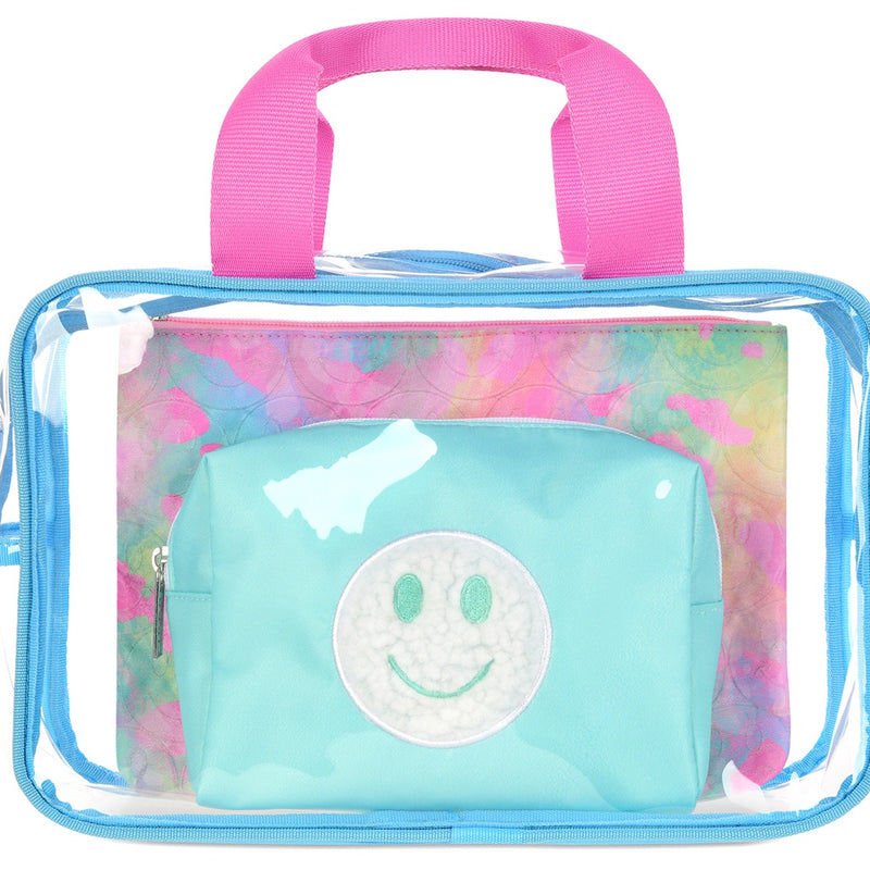 Happy Tie Dye Cosmetic Bag Set