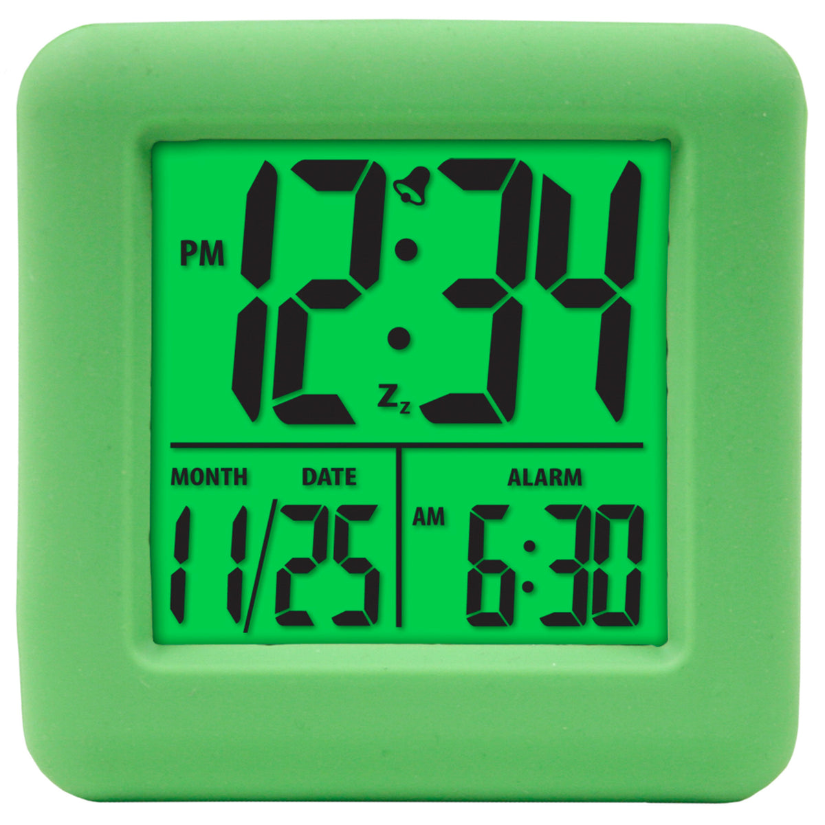 Lime Green Square Digital Clock – digital display camp clock