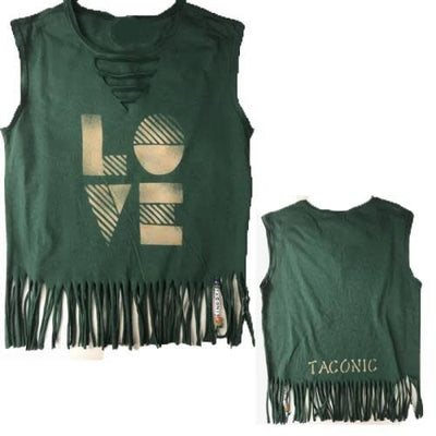 Deep V-Neck with Fringes and Beads Tank (Love Stripes Design)