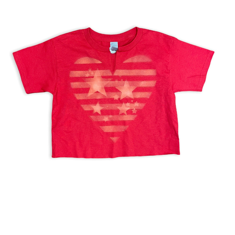 Crop Striped July 4th Hearts and Stars Shirt