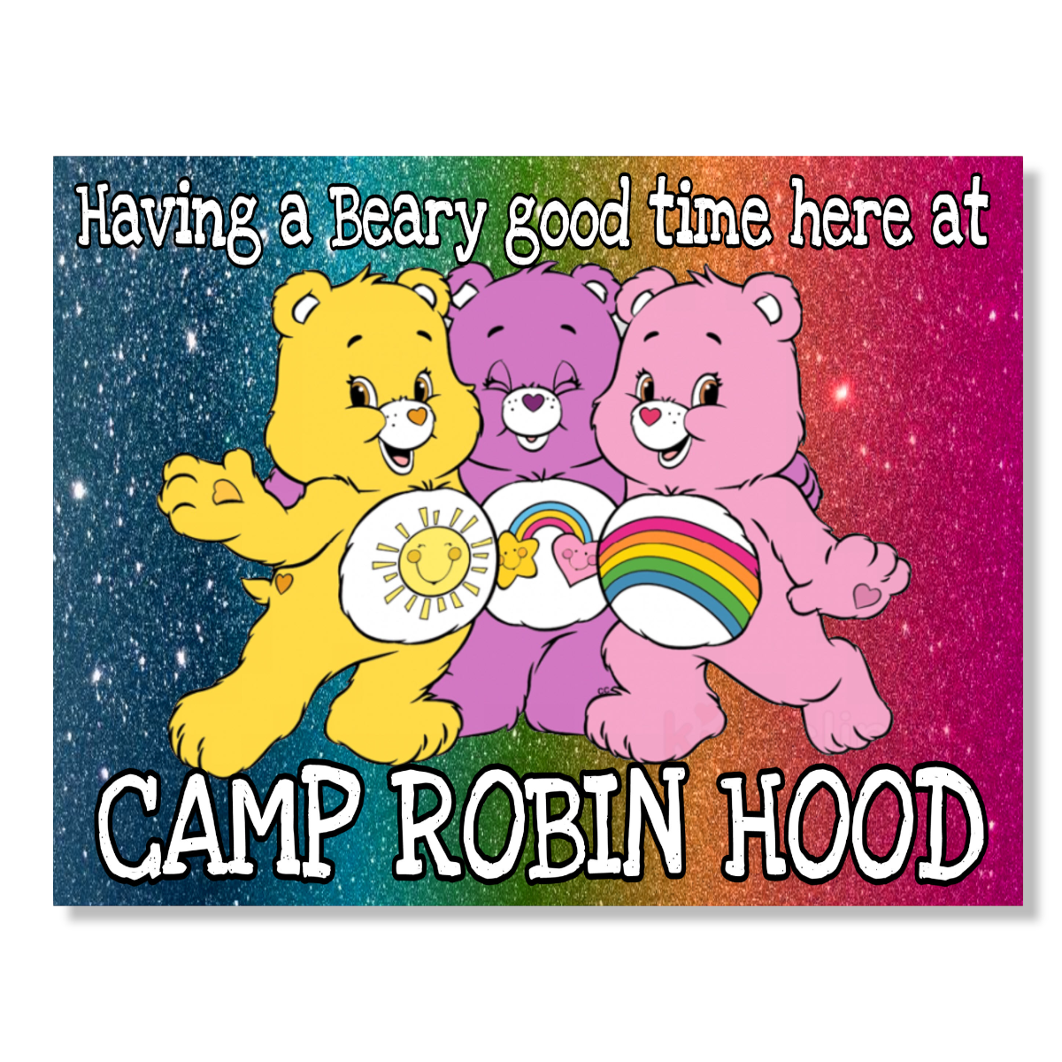 Glitter Care Bears Camp Notecards – letters FROM camp notecards (8 cards + 8 envelopes) for sleepaway/overnight camp by Bee Bee Designs