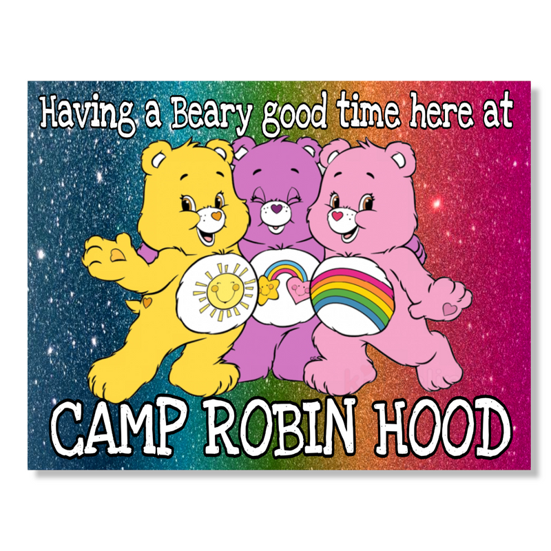 Glitter Care Bears Camp Notecards