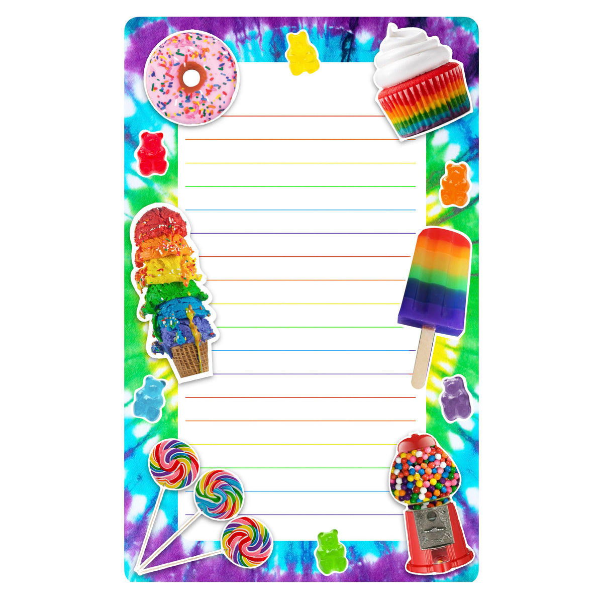 Bright Rainbow Candy Lined Notepad - Bee Bee Designs