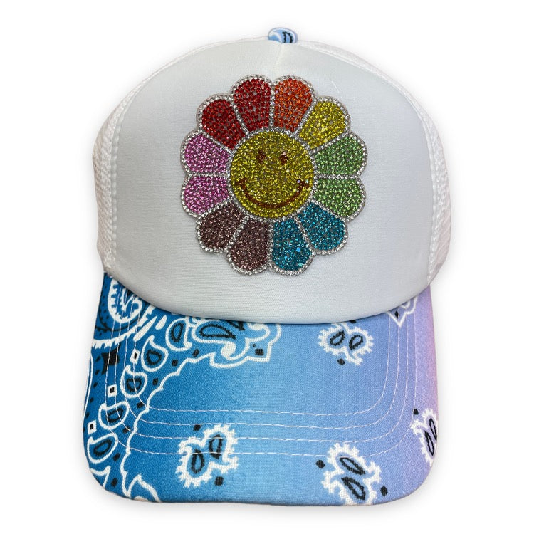 Rainbow Bandana Happy Smiley Flower Hat