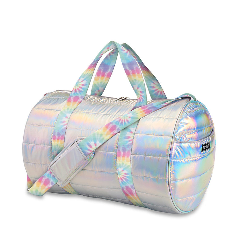 Iridescent Puffer Duffle Bag w/Pastel Delight Straps