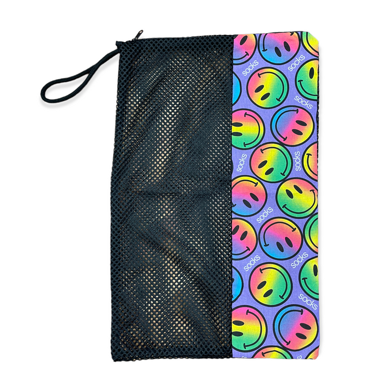 Rainbow Smiles Mesh Sock Bag
