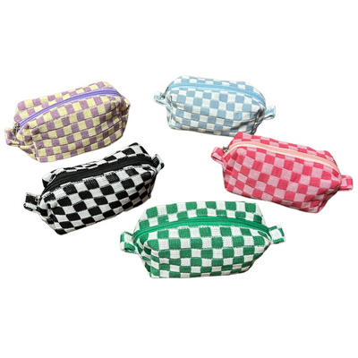 Checkerboard Knitted Cosmetic Bag