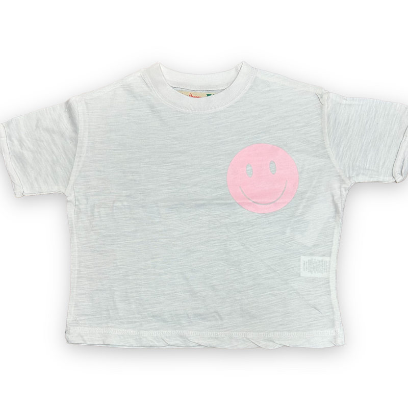 White Smiley Boxy Cropped Tee