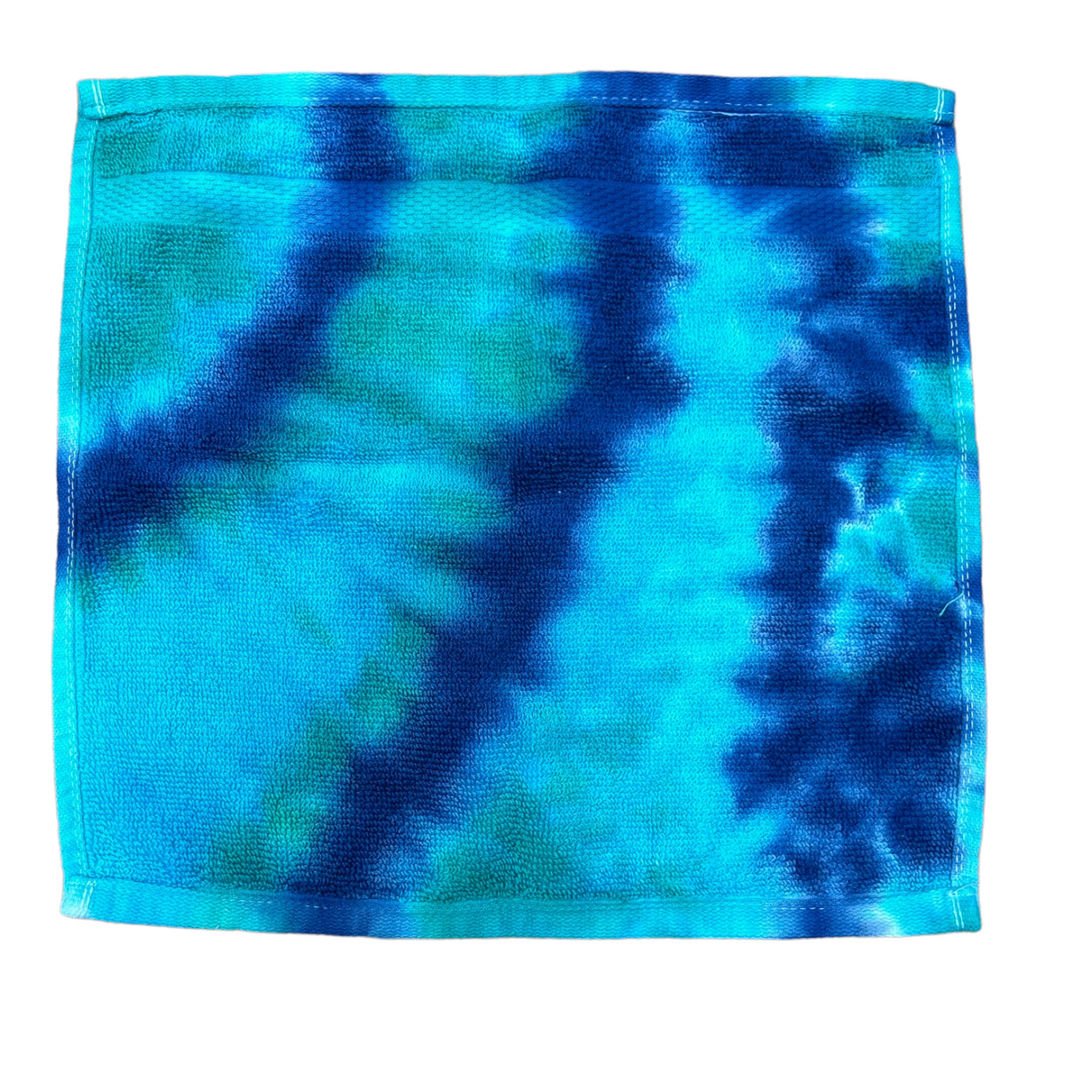 Waterfront Tie Dye Terry Washcloth camp towel – cotton classic pattern – perfect for lake days and camp showers.