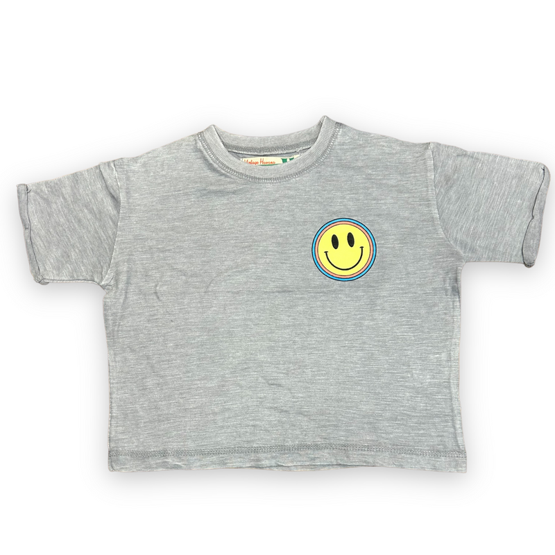 Cool Gray Smiley Boxy Cropped Tee