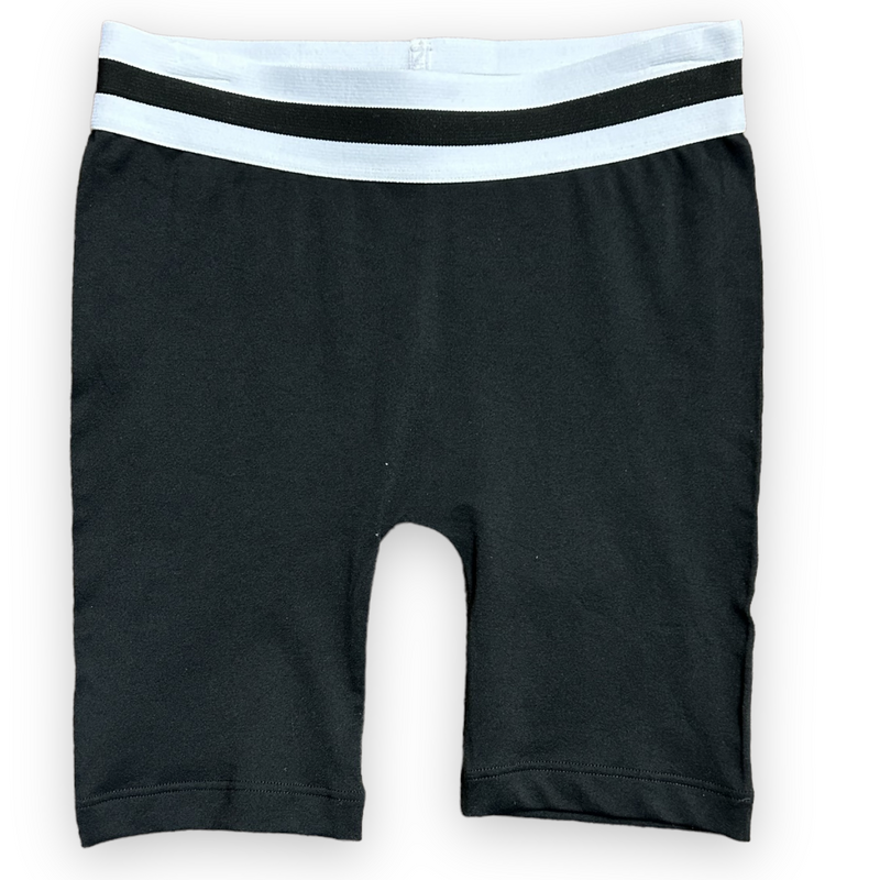 Black Biker Shorts with Black and white Band
