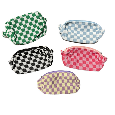 Checkerboard Knitted Cosmetic Bag