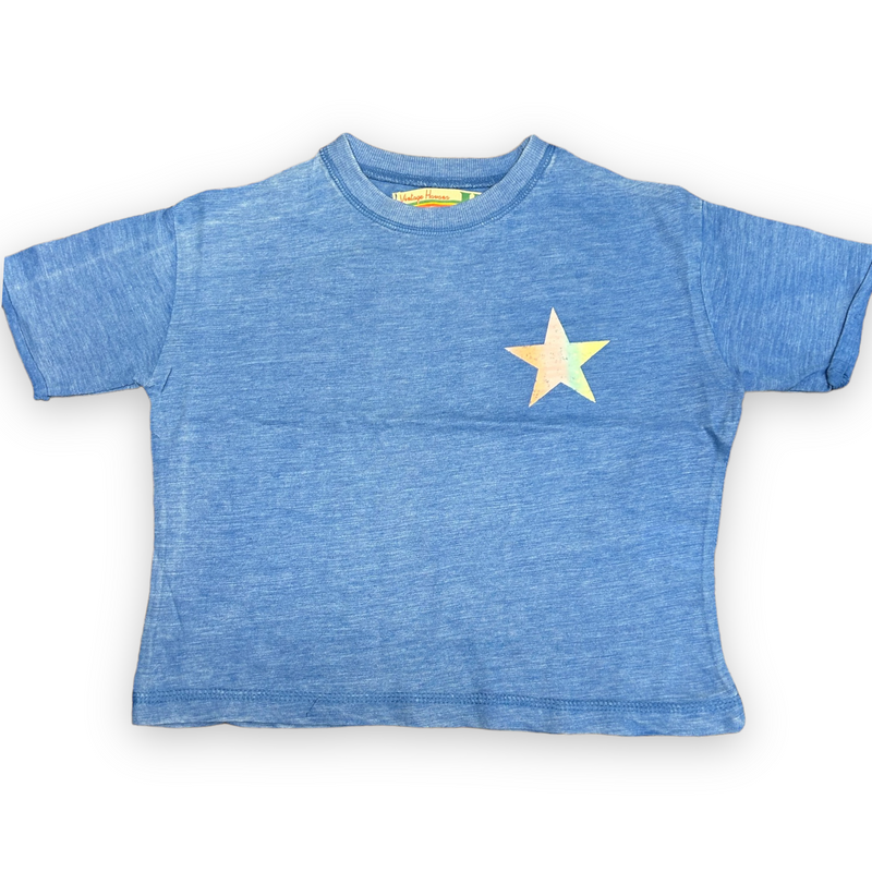 Cobalt Blue Star Boxy Cropped Tee