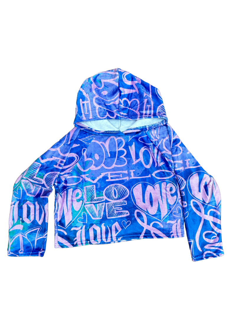 All Love Fuzzy Cropped Hoodie