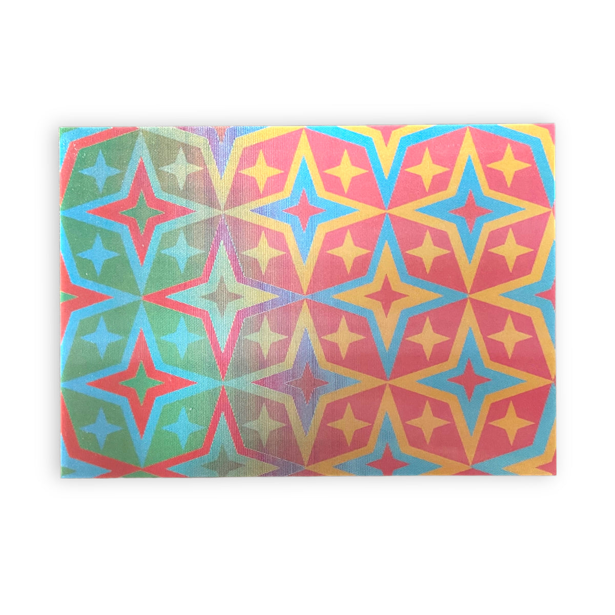 Pink/Green Stars 3-D Postcard - Bee Bee Designs