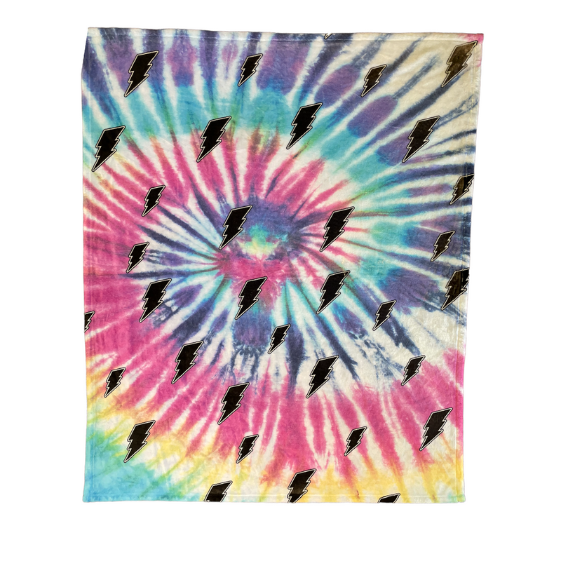 Tie Dye Bolt Fuzzy Throw Blanket