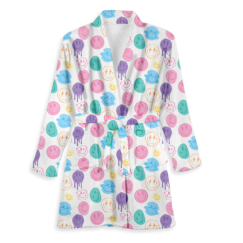 Pastel Dripping Smiley Bathrobe