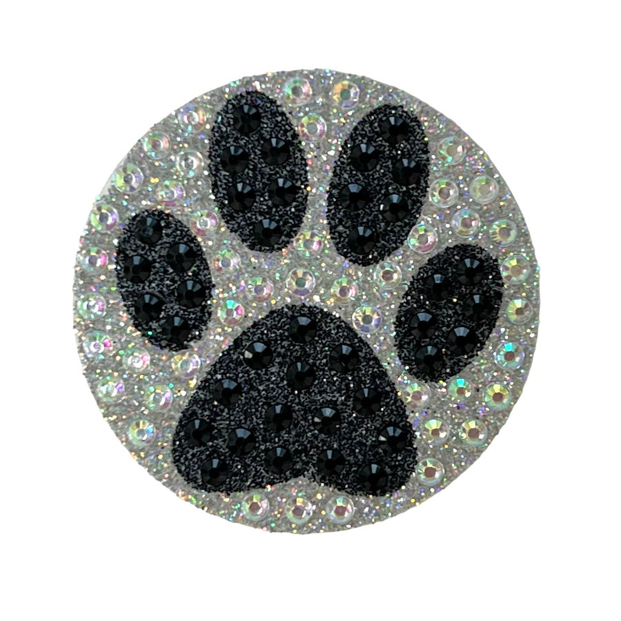 Black Paw Print StickerBean – collectible StickerBean for trading + decorating at sleepaway or overnight camp by Bee Bee Designs