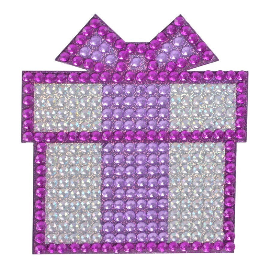 Purple Present StickerBean – collectible StickerBean for trading + decorating at sleepaway or overnight camp by Bee Bee Designs