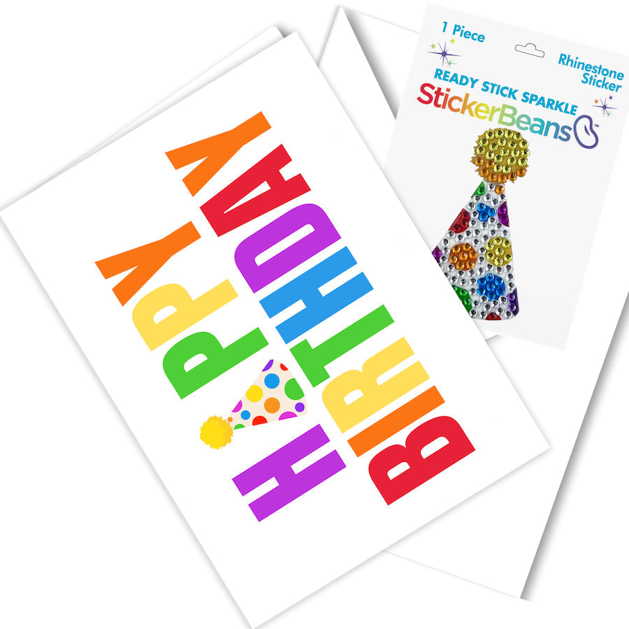 Birthday Stickerbean Card – StickerBean card with a specialty collectible inside for camp mail surprises by Bee Bee Designs