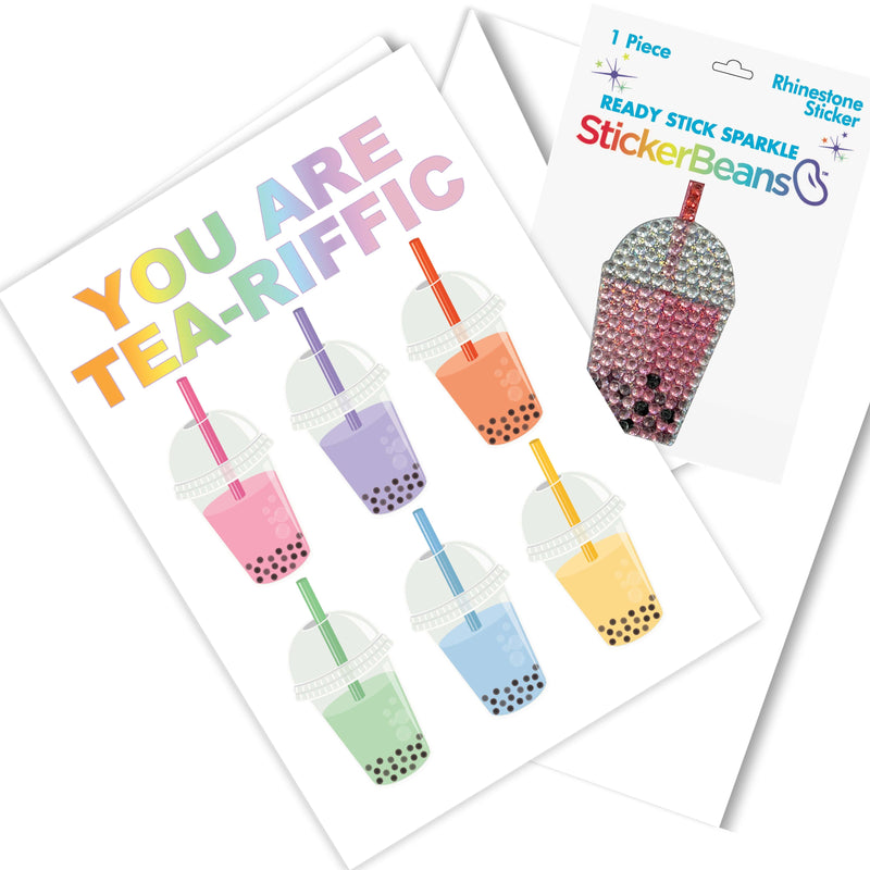 Bubble Tea-riffic Stickerbean Card