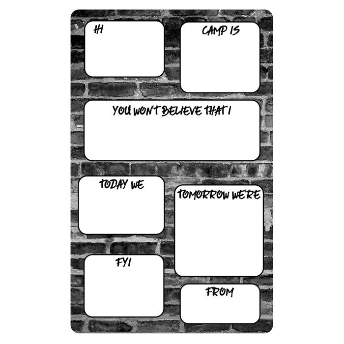 Cool camp letter writing set with brick wall design